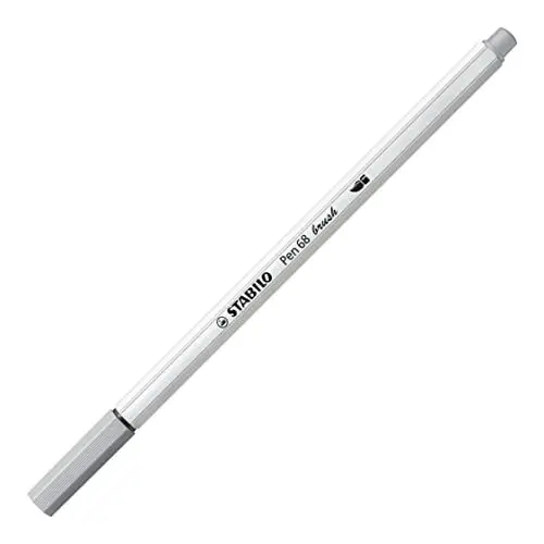 Produktbild: Premium-Filzstift mit Pinselspitze für variable Strichstärken - STABILO Pen 68 brush - Einzelstift - mittelgrau