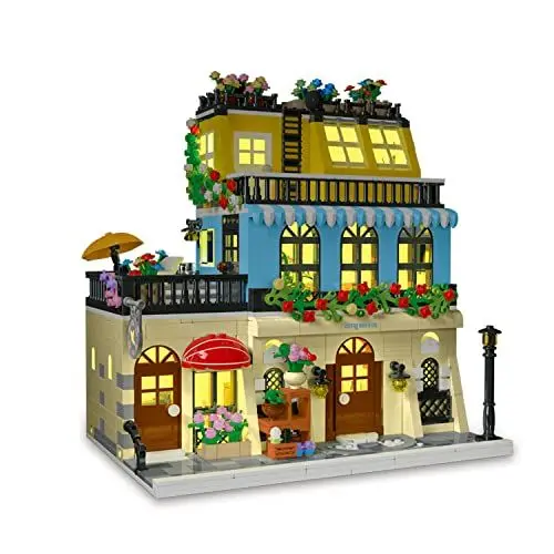 Produktbild: Stadt Hotel Architektur-Baukasten,3 Ebenen Hotel Modell Bauklötze Spielzeug mit LDE Lichter,für Jugendliche, Erwachsene(1464 Stück)