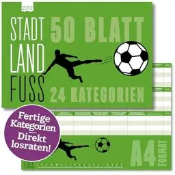 Produktbild: Stadt Land Fussball Der Spielblock A4 mit 24 Fussball-Kategorien | Spiele-Klassiker 2.0 als Partyspiel, für Fußball-Fan als Geschenk-Idee, DIN A4-Block | 50 Blatt