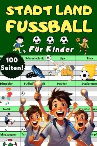 Produktbild: Stadt Land Fußball Kinder Junior Edition - Fußball Rätsel ab 8, 9, 10 und älter im kleinen Rätselbuch für Jungs als cooles Geschenk – Mit Fußball ... für Kinder mit Schuss und ohne Fluss