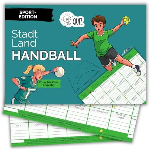Produktbild: Stadt Land Handball by snaPmee - Geschenk für Spieler, Trainer & Fans - Quiz Spiel Handballverein - 50 Blatt Din-A4