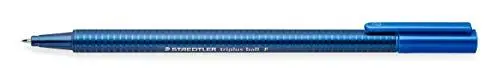 Produktbild: STAEDTLER 437 F-3 Kugelschreiber (triplus ball, ergonomische Dreikantform, hohe Qualität, Set mit 10 Stück, Farbe Blau, Linienbreite F)
