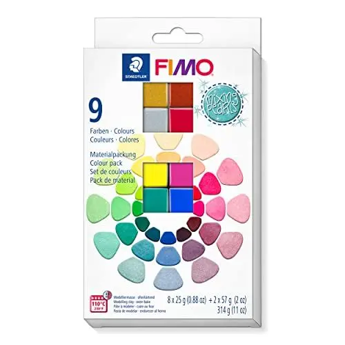 Produktbild: STAEDTLER mixing mica Set FIMO, ofenhärtende Modelliermasse mit schimmerndem Mica-Effekt, Set mit 8 Halbblöcken, 2 Standardblöcke und Farbmischprospekt, 8013 C10-1