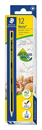 Produktbild: STAEDTLER Bleistift Noris 120, Made from Upcycled Wood, Härtegrad HB, Rutschfeste Soft-Oberfläche, hohe Buchfestigkeit, hohe Qualität Made in Germany, Packung mit 12 Stück, 120-2