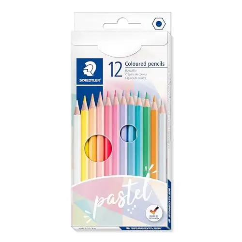 Produktbild: STAEDTLER Buntstift 146, klassisches Sechskanformat, weiche Mine, hoch pigmentierte Farben, 12 Pastellfarben im Kartonetui, 146 C12 PA