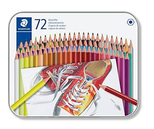 Produktbild: STAEDTLER Buntstifte, traditionelle Sechskantform, entsprechend Spielzeugrichtlinie EN71, Metalletui mit 72 leuchtenden Farben, 175 M72