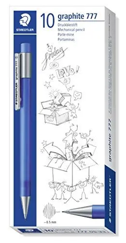 Produktbild: STAEDTLER STAEDTLER 777 05-33 Druckbleistift graphite gefüllt mit B-Minen, Minendurchmesser 0,5 mm, Schaftfarbe: frosted blau, 10 Stück im Kartonetui