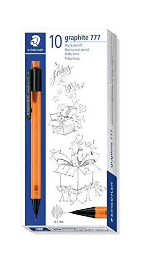 Produktbild: STAEDTLER STAEDTLER 777 05-4 Druckbleistift graphite gefüllt mit B-Minen, Minendurchmesser 0,5 mm, Schaftfarbe: orange, 10 Stück im Kartonetui