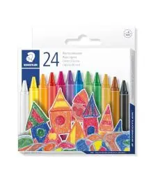 Produktbild: STAEDTLER Wachsmalkreide, leuchtende Farben, 8 mm Durchmesser, mit Papiermanschette, 24 Wachsmalkreiden in sortierten Farben im Kartonetui, 220 08 C24