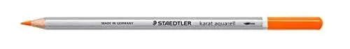 Produktbild: STAEDTLER aquarell Buntstifte karat aquarell, orange, wasservermalbare, weiche und farbintensive Mine, für unterschiedliche Trocken- und Nasstechniken, 6 Aquarellstifte im Kartonetui, 125-4
