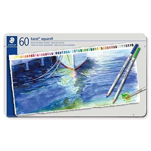 Produktbild: STAEDTLER aquarell Buntstifte karat aquarell, wasservermalbare, weiche und farbintensive Mine, für unterschiedliche Trocken- und Nasstechniken, 60 Aquarellstifte im Metalletui, 125 M60