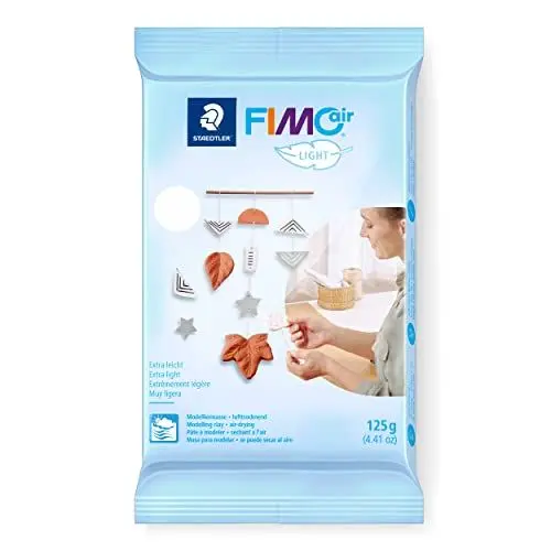 Produktbild: STAEDTLER lufttrocknende Modelliermasse FIMO air light, extra leicht, weiß, sofort gebrauchsfähig, kein Brennvorgang notwendig, 125g, angenehme Haptik, klebt nicht, 8133-0