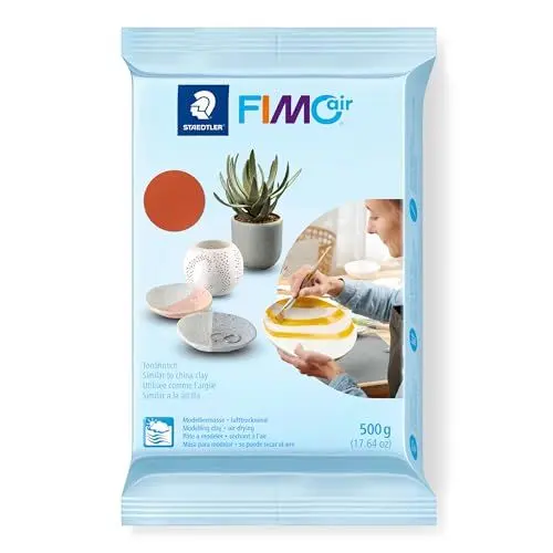 Produktbild: STAEDTLER lufttrocknende Modelliermasse FIMO air, terrakotta, sofort gebrauchsfähig, kein Brennvorgang notwendig, 500g, angenehme Haptik, klebt nicht, mind. 95% natürliche Rohstoffe, 8100-76
