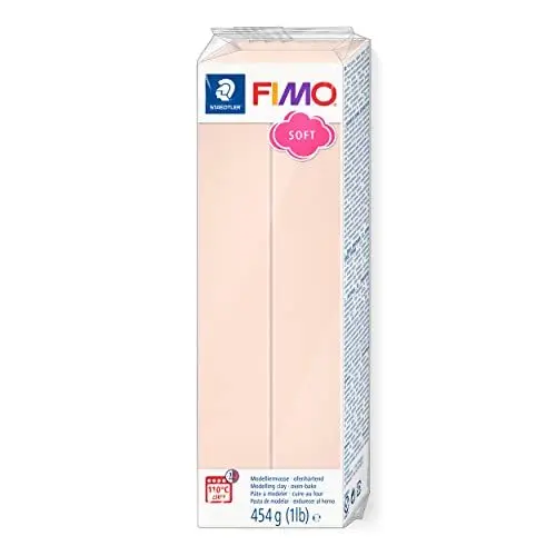 Produktbild: STAEDTLER ofenhärtende Modelliermasse FIMO soft, blass rosa, Großblock 454g, weich und geschmeidig, speziell für Einsteiger und Hobbykünstler, 8021-43
