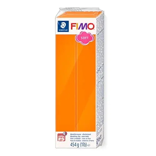 Produktbild: STAEDTLER ofenhärtende Modelliermasse FIMO soft, mandarine, Großblock 454g, weich und geschmeidig, speziell für Einsteiger und Hobbykünstler, 8021-42