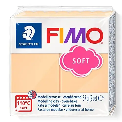 Produktbild: STAEDTLER ofenhärtende Modelliermasse FIMO soft, pfirsich, weich und geschmeidig, speziell für Einsteiger und Hobbykünstler, Normalblock 57g, 8020-405