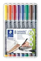 Produktbild: STAEDTLER permanenter Universalstift Lumocolor, wisch- und wasserfest, sekundenschnell trocken, nachfüllbar, Linienbreite 1 mm, 8 Marker in sortierten Farben in stabiler STAEDTLER-Box, 317 WP8