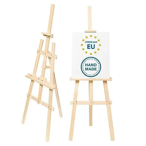 Produktbild: Staffelei Holz groß 150 cm - Hochzeit Leinwand Ständer höhenverstellbar Staffeleien für Maler Feldstaffelei Holzstaffelei für Kinder und Erwachsene Buchenholz
