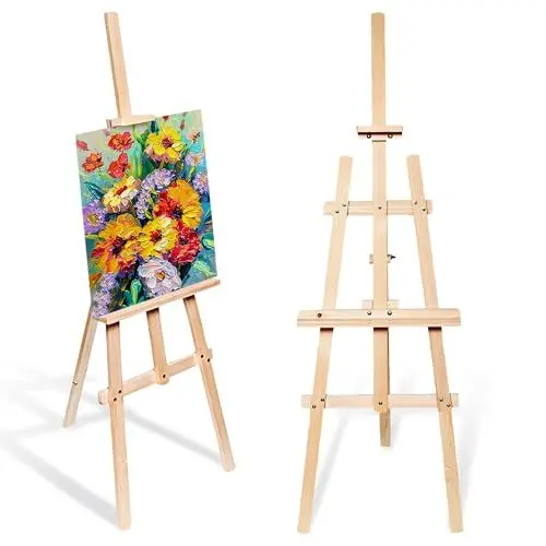Produktbild: Staffelei Holz groß Leinwand Ständer 150 cm - Holzständer für Sitzplan Hochzeit Canvas Painting Staffeleien Bilderständer Easel für Kinder und Erwachsene Kiefernholz