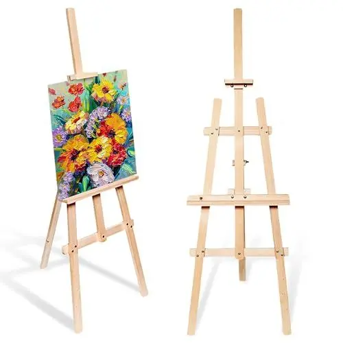 Produktbild: Staffelei Holz groß Leinwand Ständer 150 cm (2 pièces) - Holzständer für Sitzplan Hochzeit Canvas Painting Staffeleien Bilderständer Easel für Kinder und Erwachsene Kiefernholz