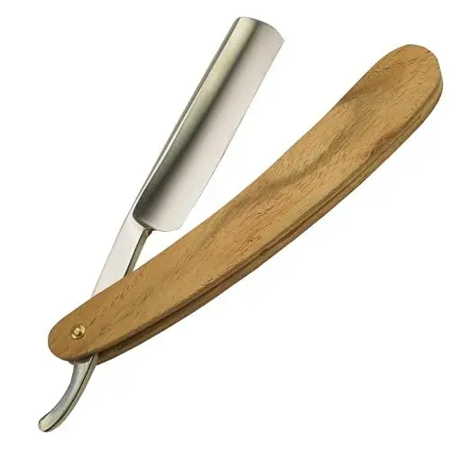 Produktbild: Stahl Rasiermesser: Premium Rasierer Herren mit Rosenholz Griff für präzise Nassrasur – Bart Messer Rasierer Klinge – Nassrasierer Herren Fantasia