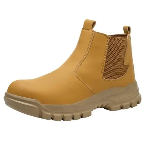 Produktbild: Barfuß Stiefeletten Damen Stiefeletten MäDchen 37 Herren Frühling und Winter Große Größe Outdoor BAU Arbeitsschuhe Anti-Anti-Rutsch Leichte und rutschfeste Schuhe Damen (Yellow, 45)