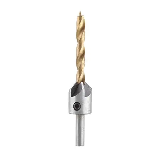 Produktbild: Stahlsenker Bohrer Kohlenstoffstahl Zimmerei Holzbearbeitung Bohrwerkzeug Fünf Flöten Rundschaft mit Sechskantschlüssel Zum Bohren Fasen Entgraten(Single 4mm+small wrench)