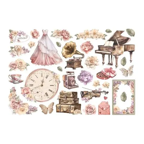 Produktbild: Stamperia DFLCT38 Ephemera Romance Forever Journaling Edition, Mehrfarbig, 10 x 21 cm