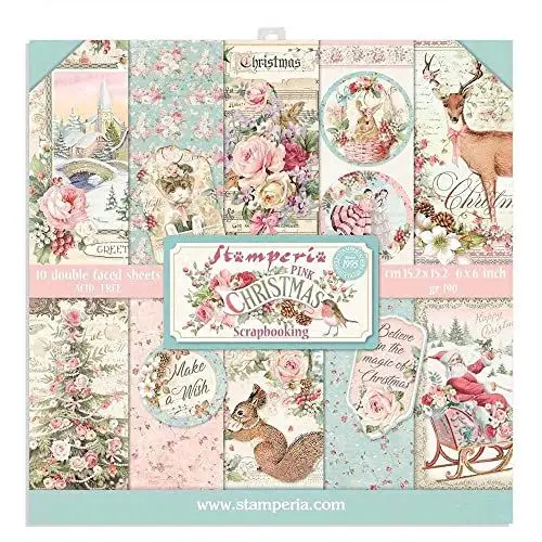 Produktbild: Stamperia - Designpapier Weihnachten für Scrapbooks, Alben, Bullet Journals und Mehr (Pink Christmas - Papier Block Pad) (15,24 x 15,27 cm)