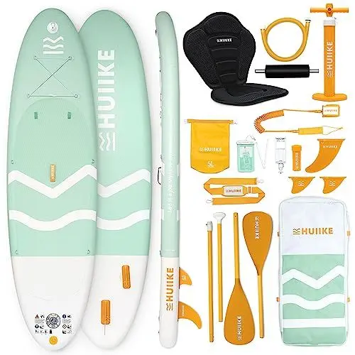 Produktbild: Stand Up Paddling Board Hochwertigem Zubehör - HUIIKE | Sup Board Aufblasbar Stand Up Paddle mit Aluminium-Paddel | Sup Paddel Großer Stabilität und Langlebigkeit | Standup Paddleboard Aufblasbar Set