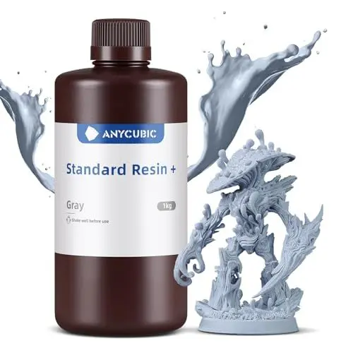 Produktbild: ANYCUBIC Standard Resin Plus 1000g, 3D Drucker Resin, 405nm LCD SLA Rapid UV Aushärtung Resin, Hochpräzises und schnelles Photopolymer Harz für LCD/DLP/SLA 3D Druck, Grau