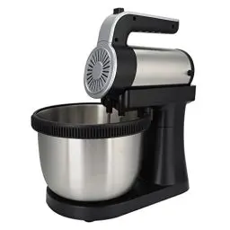Produktbild: Standmixer, 2 in 1 1000 W 5-Gang-Kippkopf-Elektro-Handmixer mit 4-Liter-Edelstahlschüssel, Knethaken, Rührbesen und Schneebesen, Multifunktionaler Haushalt-Küchen-Mixer für Den Täglichen Gebrauch