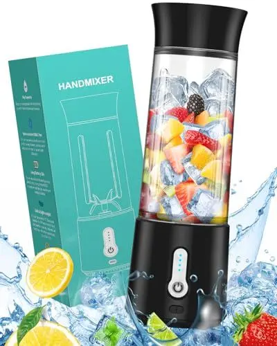 Produktbild: Tragbarer Mixer, Mixer Smoothie Maker mit 6 Klingenm, 500ml Smoothie Maker To Go, Typ-C Portable Blender, 150W Stark und Mächtig Mixer To Go Kleine Mixer für Smoothies und Shakes