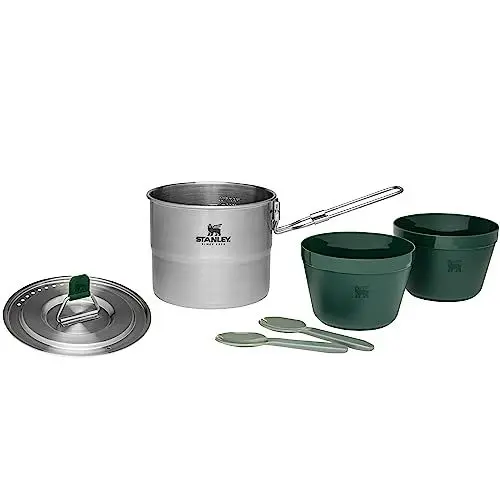 Produktbild: Stanley Adventure Edelstahl Kampingkochset für Zwei Personen 1.0L - 6-teiliges Outdoor Kochset Mit Schüsseln und Zwei Gabeln - Camping Geschirr - Ideal zum Backpacken oder Zelten - Spülmaschinenfest