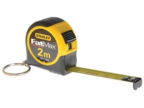 Produktbild: Stanley Bandmaß Fatmax (mit Schlüsselring, kleines, in Profiqualität, mit Endhaken, Feststeller und automatischem Rücklauf, schlagfestes ABS Gehäuse) FMHT1-33856