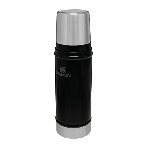 Produktbild: Stanley Classic Legendary Thermosflasche 473 ml Matte Black - Edelstahl Thermoskanne - BPA-frei - Thermos Hält 15 Stunden Heiß oder Kalt - Deckel Fungiert Auch als Trinkbecher - Spülmaschinenfest
