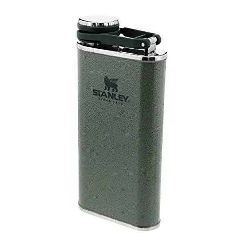 Produktbild: Stanley Classic Wide Mouth Flask 236ml Mit Never-Lose Kappe - Edelstahl Flachmann Mit Weiter Öffnung Zum Einfachen Befüllen Und Einschenken - BPA-Frei - Hammertone Green