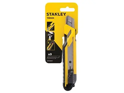 Produktbild: Stanley Cutter „Comfort Cut“ STHT10266-0 (18 mm Klingenbreite, mit Klingenschieber & Edelstahl-Klingenführung, integrierter Klingenbrecher, inkl. 3 Abbrechklingen)