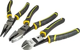 Produktbild: Stanley FatMax 3-teiliges Duo-Kraftzangen Set FMHT0-72415 (bestehend aus Seitenschneider, Kombinationszange & Langbeckzange, aus geschmiedetem Carbon-Stahl, mit Doppelgelenk, Zwei-Komponenten-Griff)