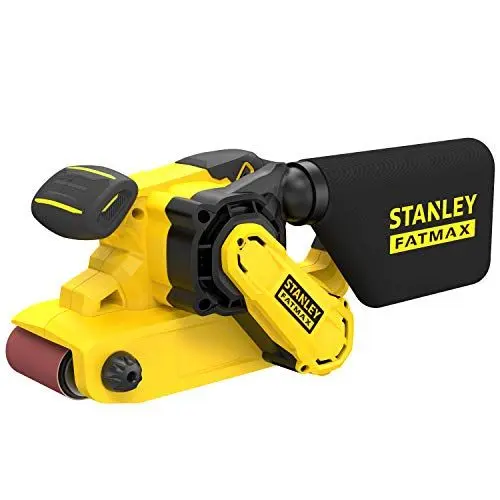 Produktbild: STANLEY FATMAX Bandschleifer - Leistungsstarker Bandschleifer mit bis zu 380 m/min Bandgeschwindigkeit für schnellen und effizienten Materialabtrag inkl. Variable Bandgeschwindigkeit - FMEW204K-QS