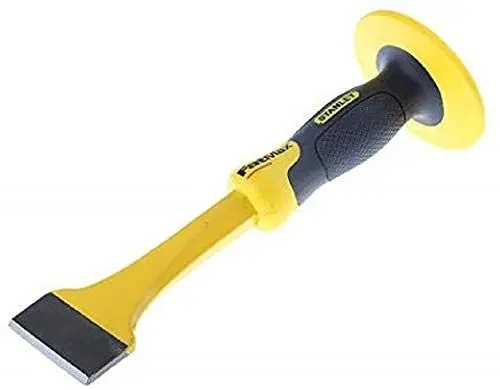 Produktbild: STANLEY FatMax Fliesenmeißel - handlicher, starker Meißel aus Chrom-Vanadium-Stahl Fliesen Meiße mit Handschutz zum Schneiden, Stemmen & Entfernen von Bodenbelägen – Klingenbreite: 75mm - 4-18-331