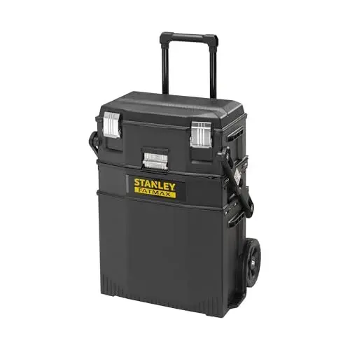 Produktbild: Stanley FatMax Mobile Arbeitsstation (54,9 x 73,3 x 41,3 cm, Schwerlasträder, automatische Sicherheitsverriegelung, einfahrbarer Teleskopgriff, seitliche Handgriffe) 1-94-210