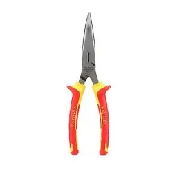 Produktbild: Stanley Fatmax Spitzzange gebogen VDE 0-84-008 (200mm Länge, einzeln bis 10.000 Volt getestet, hochbelastbare & elastische Präzisionsspitzen, lange & flach-runde gerade Backen, gezahnte Greifflächen)