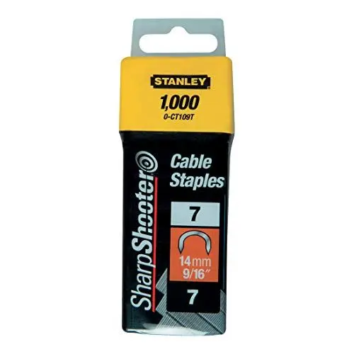 Produktbild: Stanley Kabelklammern CT100 (14 mm, Gebogene Klammern für Stanley Kabeltacker, rostbeständig, 1000 Stück) 1-CT109T