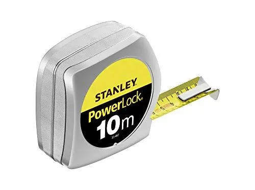 Produktbild: Stanley Powerlock Bandmaß (10 m, metrische Skalierung, Feststeller, automatischer Rücklauf, Gürtelclip) 0-33-442