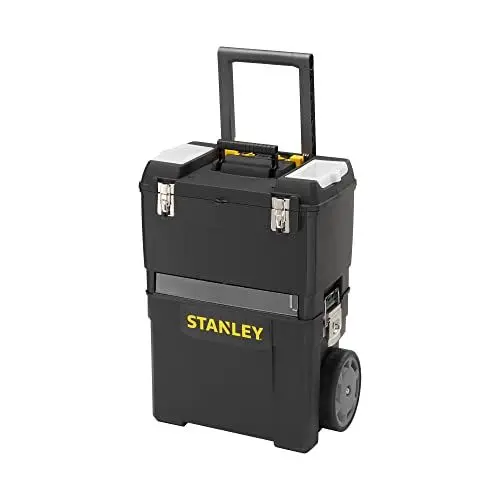 Produktbild: Stanley Rollende Werkstatt (47,3 x 30,2 x 62,7 cm, zwei separat verwendbare Werkzeugboxen, robuster Kunststoff, zwei Einheiten, Metallschließen, Organizer) 1-93-968