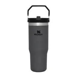 Produktbild: Stanley The IceFlow Flip Strohhalm Becher aus hochwertigem 18/8-Edelstahl, Farbe: Coal, Fassungsvermögen: 0.89l, Größe: Ø9 x 24,5 cm, 675800