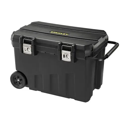Produktbild: Stanley Werkzeugbox (76,8 x 49 x 47,6 cm, mobile Box für Werkzeuge, hohes Volumen von 90l, Werkzeugaufbewahrung mit Metallverschlüssen, herausnehmbare Ablage) 1-92-978, Schwarz
