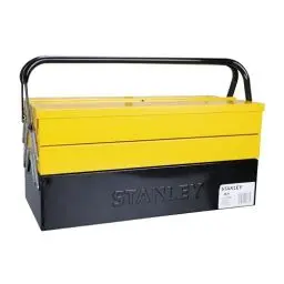 Produktbild: Stanley Werkzeugbox / Werkzeugkoffer CantiLever (47.70 x 25.70 x 22.10 cm), mit Klemmschutz für Werkzeuge und Zubehör, Box mit vollständig zugänglichen Fächern, stabiler Koffer mit Bohrloch) 1-94-738