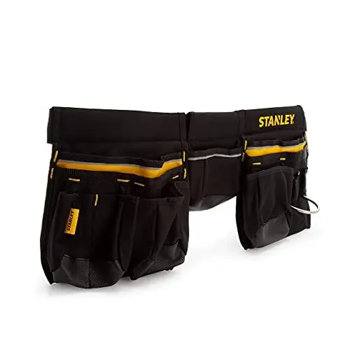 Produktbild: Stanley Werkzeuggürtel verstellbar mit Nageltaschen, Bandmaßtasche, Hammerhalter und zahlreichen Befestigungsmöglichkeiten ohne Werkzeug, 1-96-178
